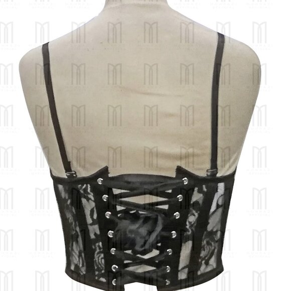 Sheer Lace Underwire Bustier with Satin Trims & Removable Straps - Picture 3 of 3